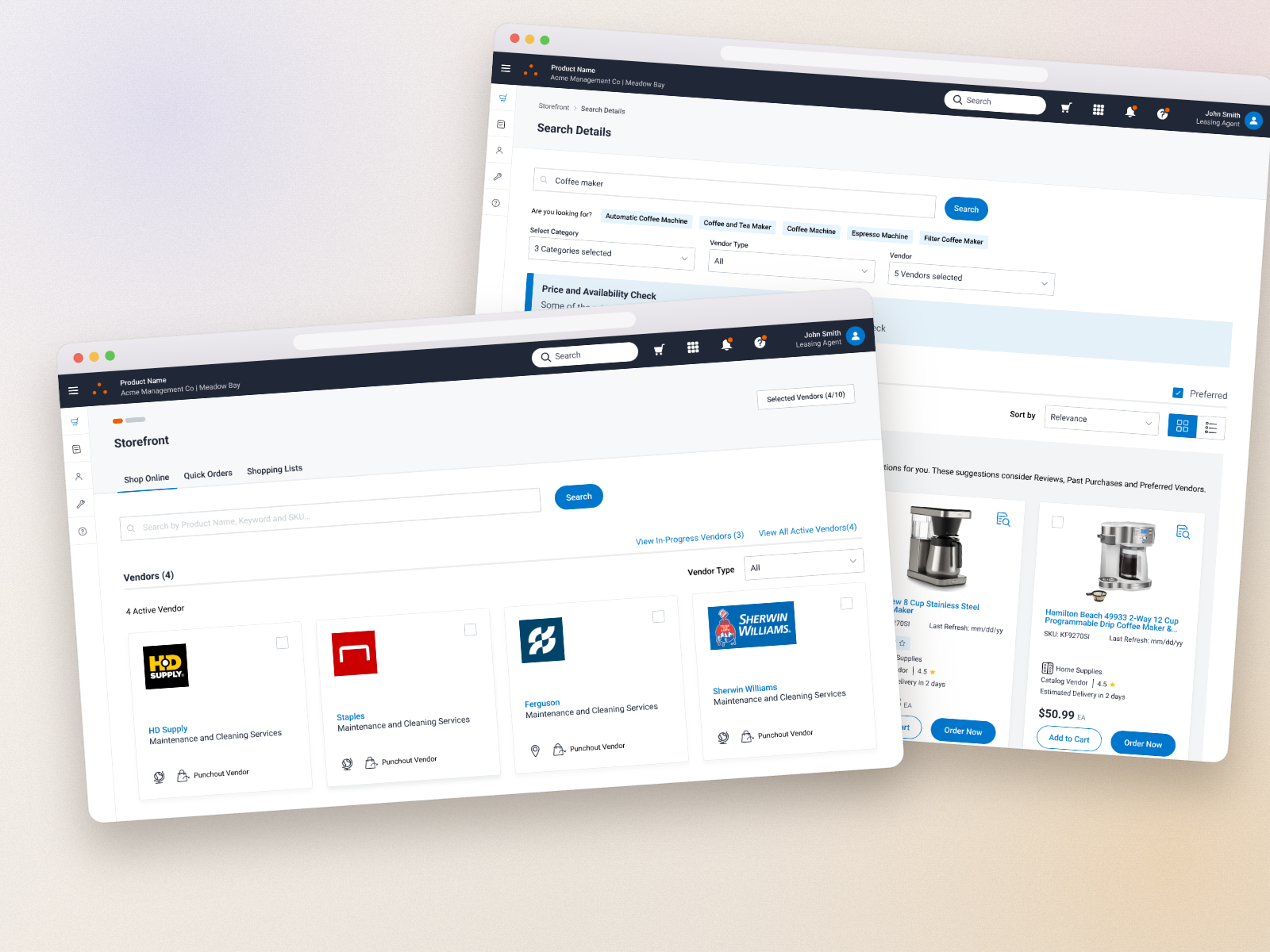 Multifamily Marketplace &mdash; the vendor storefront and the LUMINA-powered product search results